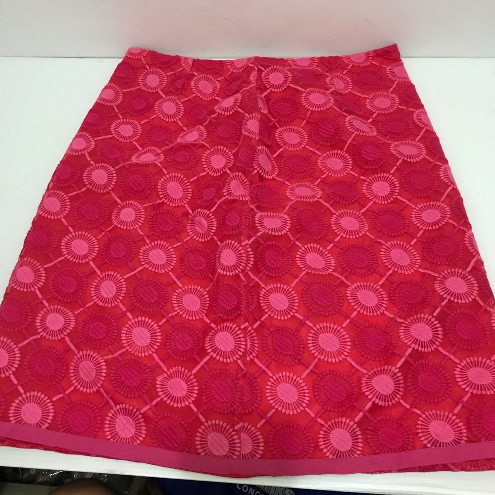 Boden Pink and Hot Pink A-Line Embroidered Skirt